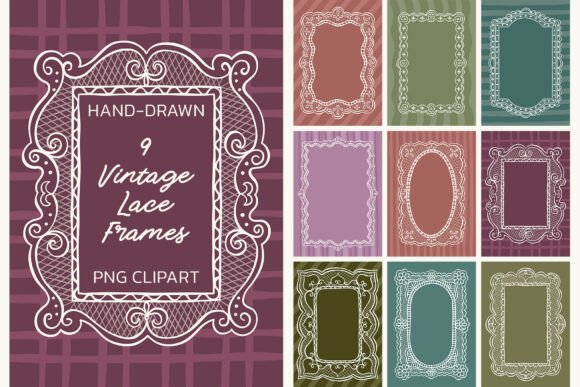 Download 9 Vintage Coquette Wedding Lace Frames - Wedding lace Collection