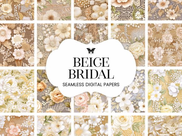 Download Beige Bridal Wedding Lace Pearls Florals - Premium Bundle