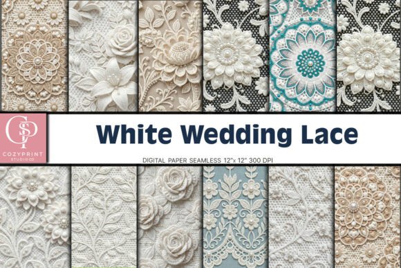 Download White Wedding Lace Digital Paper - Premium Resources